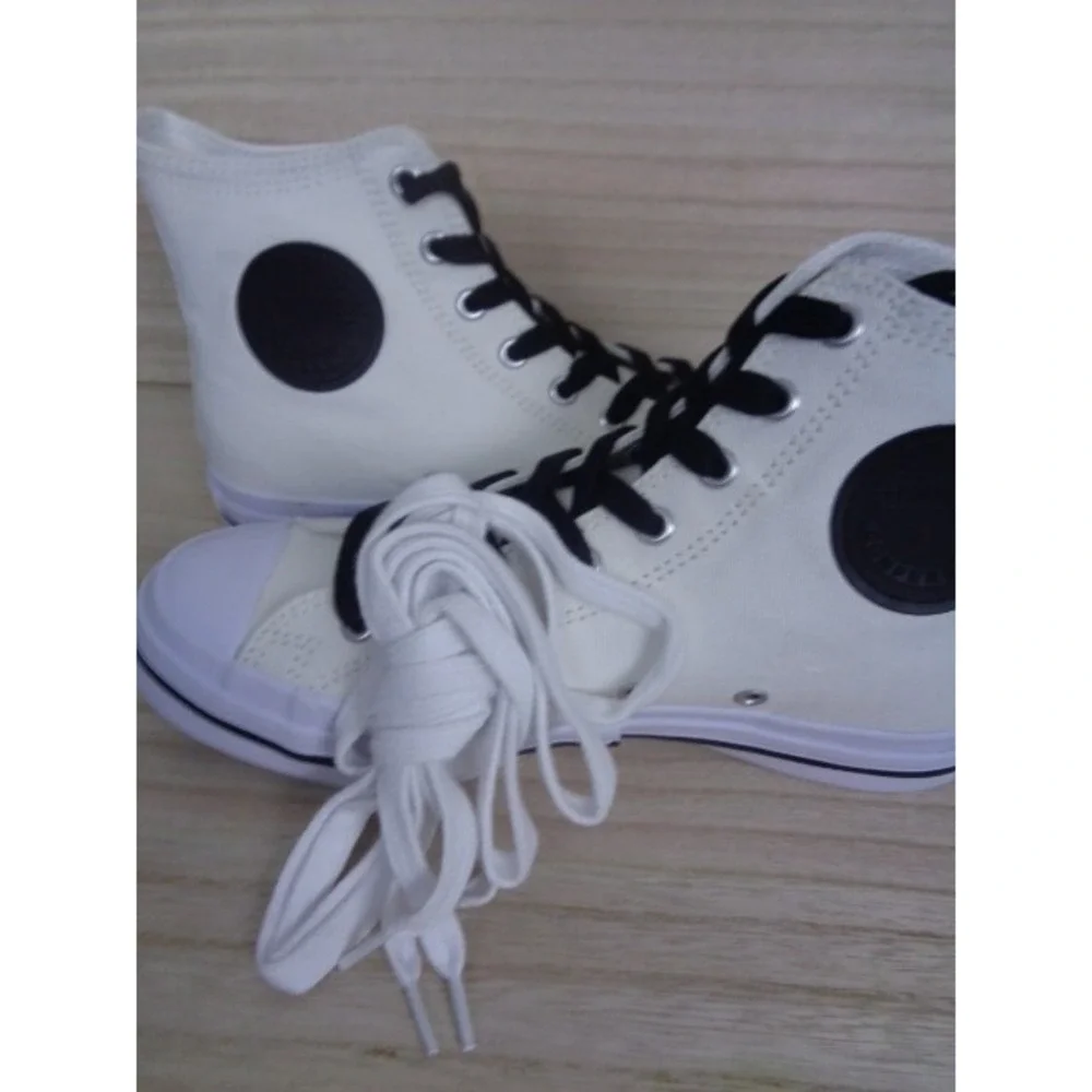 Mitchell & Ness Hood Rocket 55 High Cut White Canvas‎ Sneaker Men 5.5 Women 7.5